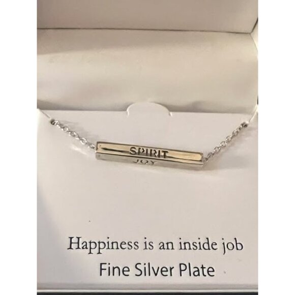 Belk Silverworks Fine Silver Plate Chain Necklace Happiness is an Inside Job - Picture 2 of 8